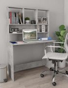 vidaXL Бюро с рафтове бетонно сиво 110x45x157 см ПДЧ