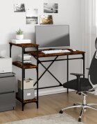 vidaXL Бюро с рафтове опушен дъб 105x50x90 см инженерно дърво и желязо