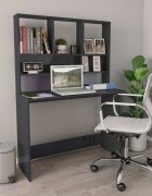 vidaXL Бюро с рафтове сив силен гланц 110x45x157 см ПДЧ