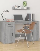 vidaXL Бюро със страничен шкаф сив сонома инженерно дърво