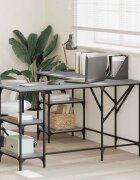 vidaXL Бюро сив сонома 139x139x75 см инженерно дърво
