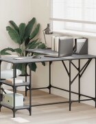 vidaXL Бюро сив сонома 139x139x75 см инженерно дърво