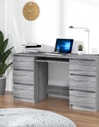 vidaXL Бюро сив сонома 140x50x77 см инженерно дърво