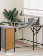 vidaXL Бюро сив сонома 141x141x75 см инженерно дърво