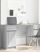 vidaXL Бюро Сив сонома Инженерна дървесина 140 x 49 x 76 см