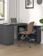 vidaXL Бюро сиво 110x50x75 см борово дърво масив