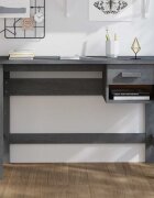 vidaXL Бюро тъмносиво 110x40x75 см борово дърво масив