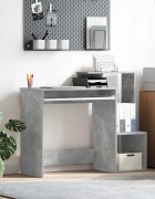 vidaXL Бюро Циментено сиво 106 x 41 x 88.5 см Инженерна дървесина