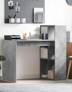 vidaXL Бюро Циментено сиво Инженерна дървесина 108 x 55 x 103.5 см