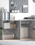 vidaXL Бюро Циментено сиво Инженерна дървесина 1315 x 50 x 1065 см