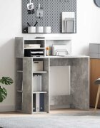 vidaXL Бюро Циментено сиво Инженерна дървесина 90 x 48 x 1015 см