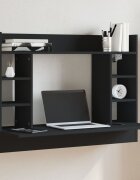vidaXL Бюро за стенен монтаж черно 105x48x75 см инженерно дърво