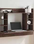 vidaXL Бюро за стенен монтаж кафяв дъб 105x48x75 см инженерно дърво