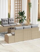 vidaXL Canapé de jardin Бежово Rotin Tissu