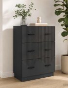 vidaXL Чекмеджетен шкаф Черно 66 x 345 x 87 см Инженерна дървесина