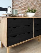 vidaXL Чекмеджетен шкаф с чекмедже OTTA Черно 111 x 43 x 735 см