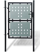 vidaXL Черна оградна порта с единична врата 100x125 см