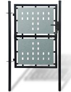 vidaXL Черна оградна порта с единична врата 100x150 см
