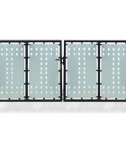 vidaXL Черна оградна порта с единична врата 300x125 см