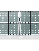 vidaXL Черна оградна порта с единична врата 300x150 см