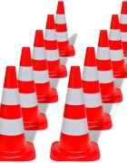 vidaXL Червено-бели светлоотразителни конуси за улично движение 50 см