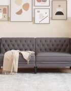 vidaXL Честърфийлд диван с 2 седалки сив от kunstnahast