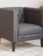 vidaXL Честърфийлд диван стол сив kunstnahast