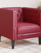 vidaXL Chesterfield диван стол вино червено kunstnahast