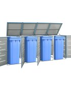 vidaXL Четворен навес за кофа за смет 2765x775x115 см инокс