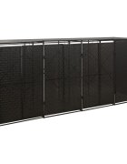 vidaXL Четворен навес за кофи за боклук черен 274x80x117 см полиратан