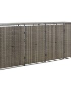vidaXL Четворен навес за кошове за боклук сив 274x80x117 см полиратан