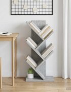 vidaXL Дървен рафт за книги с 4 нива 30 x 18 x 60 см Бетонно сиво