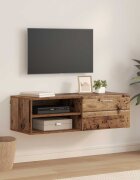 vidaXL Дървен шкаф 1005 x 39 x 30 см Старо дърво Инженерна дървесина