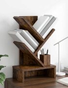vidaXL Дървена библиотека 3-тирe 30 x 18 x 48 см Инженерна дървесина