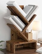 vidaXL Дървена библиотека 3-тирe 30 x 18 x 48 см Инженерна дървесина