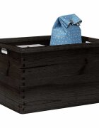 vidaXL Дървена кутия с дръжки черна 40x30x23 см масивна дървесина бор