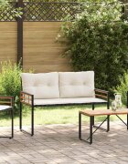 vidaXL Дървена слоеста пейка 114 x 55 x 77 см Крем Правоъгълна