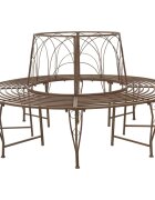 vidaXL Дървесен бенч 8-Брой места Ø 160 x 89 см Стомана Античен кафяв