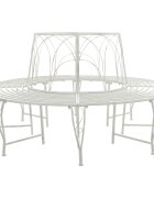 vidaXL Дървесен бенч 8-Брой места Ø 160 x 89 см Стомана Антично бяло