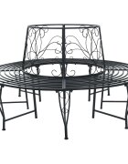 vidaXL Дървесен бенч 8-Брой места Ø 160 x 89 см Стомана Черно Кръгла
