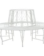 vidaXL Дървесен бенч 8 -местен Ø 160 x 89 см steel Антично бяло Кръгла