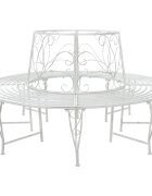 vidaXL Дървесен бенч 8 -местен Ø 160 x 89 см steel Антично бяло Кръгла