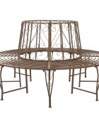 vidaXL Дървесен бенч 8 -местен Ø 160 x 89 см steel Антик кафяво Кръгла