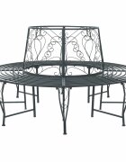 vidaXL Дървесен бенч 8 -местен Ø 160 x 89 см steel Сребристо сиво