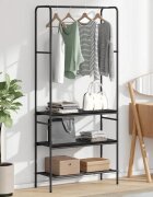 vidaXL Държач за дрехи Черен дъб 77 x 30 x 171 см Инженерна дървесина