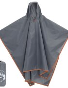 vidaXL Дъждовно пончо с качулка 2 в 1 дизайн сиво-оранжево 223x145 см