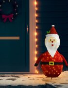 vidaXL Декоративна фигура на Дядо Коледа с LED лукс плат 120 см