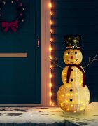 vidaXL Декоративна фигура на снежен човек с LED лукс плат 120 см