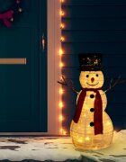 vidaXL Декоративна фигура на снежен човек с LED лукс плат 60 см