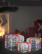 vidaXL Декоративни акрилни коледни подаръчни кутии 3 бр многоцветни